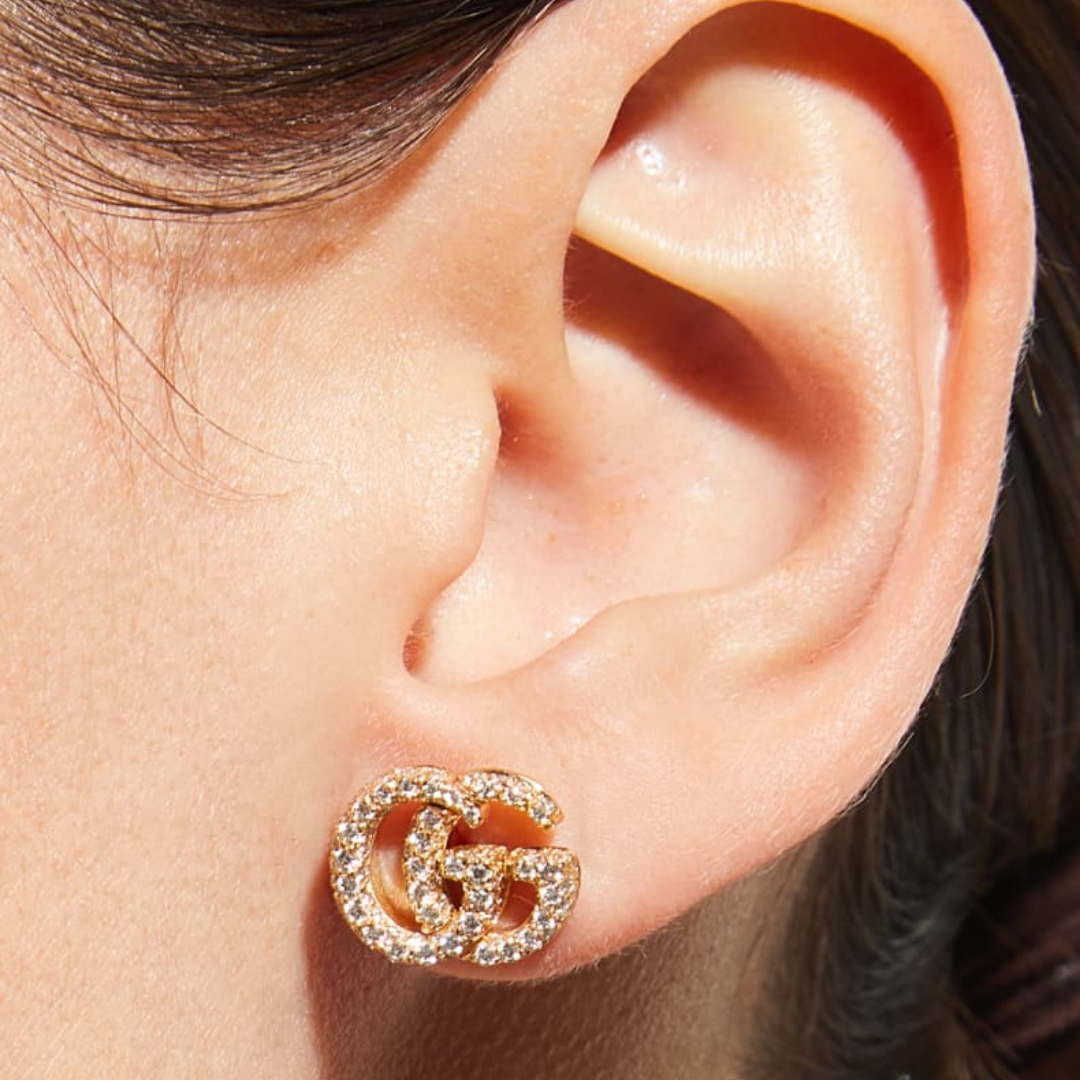 Gucci Crystal Double G Stud Eaarings