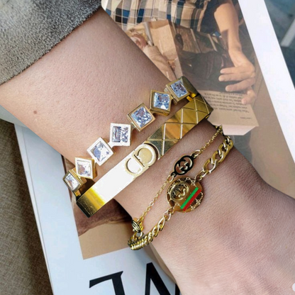 Tarnish-Free White Gemstone Bangle