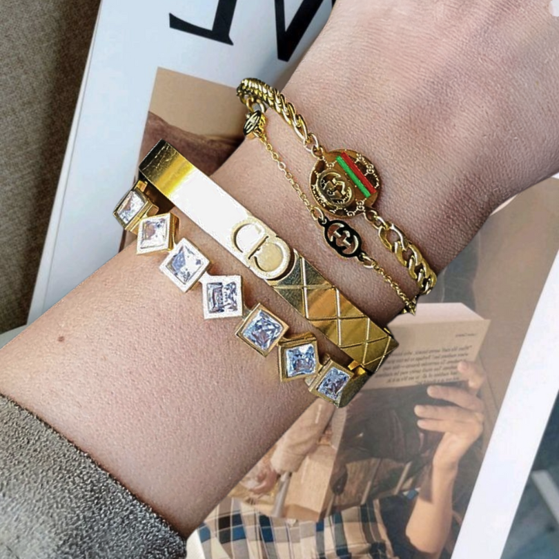 Tarnish-Free White Gemstone Bangle