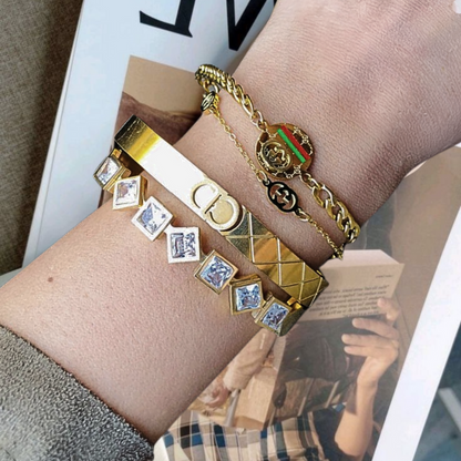 Tarnish-Free White Gemstone Bangle