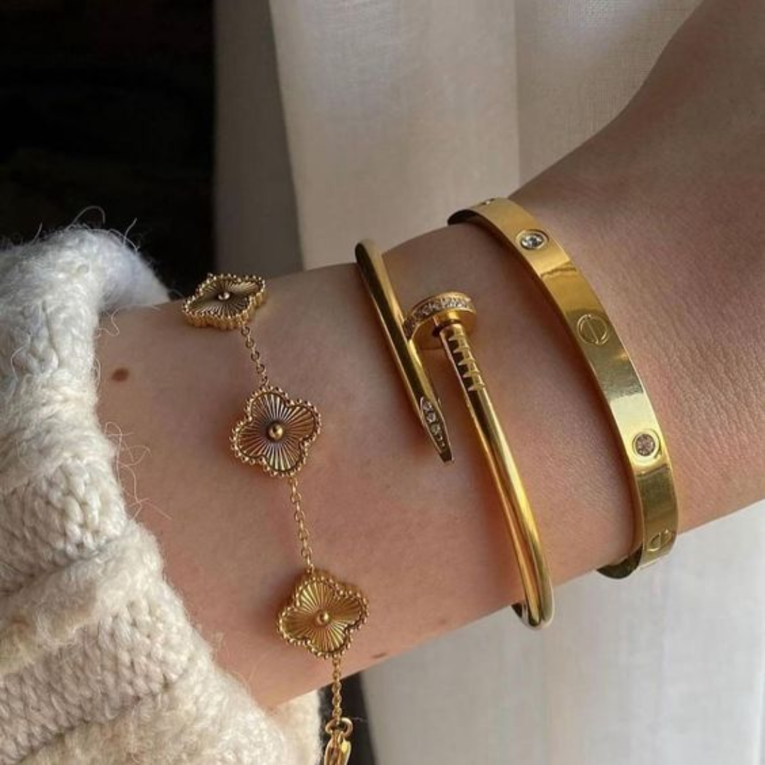 Cartier Inspired Nail, Love & Charm Bangle Set
