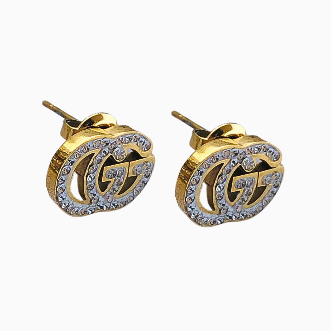 Gucci Crystal Double G Stud Eaarings