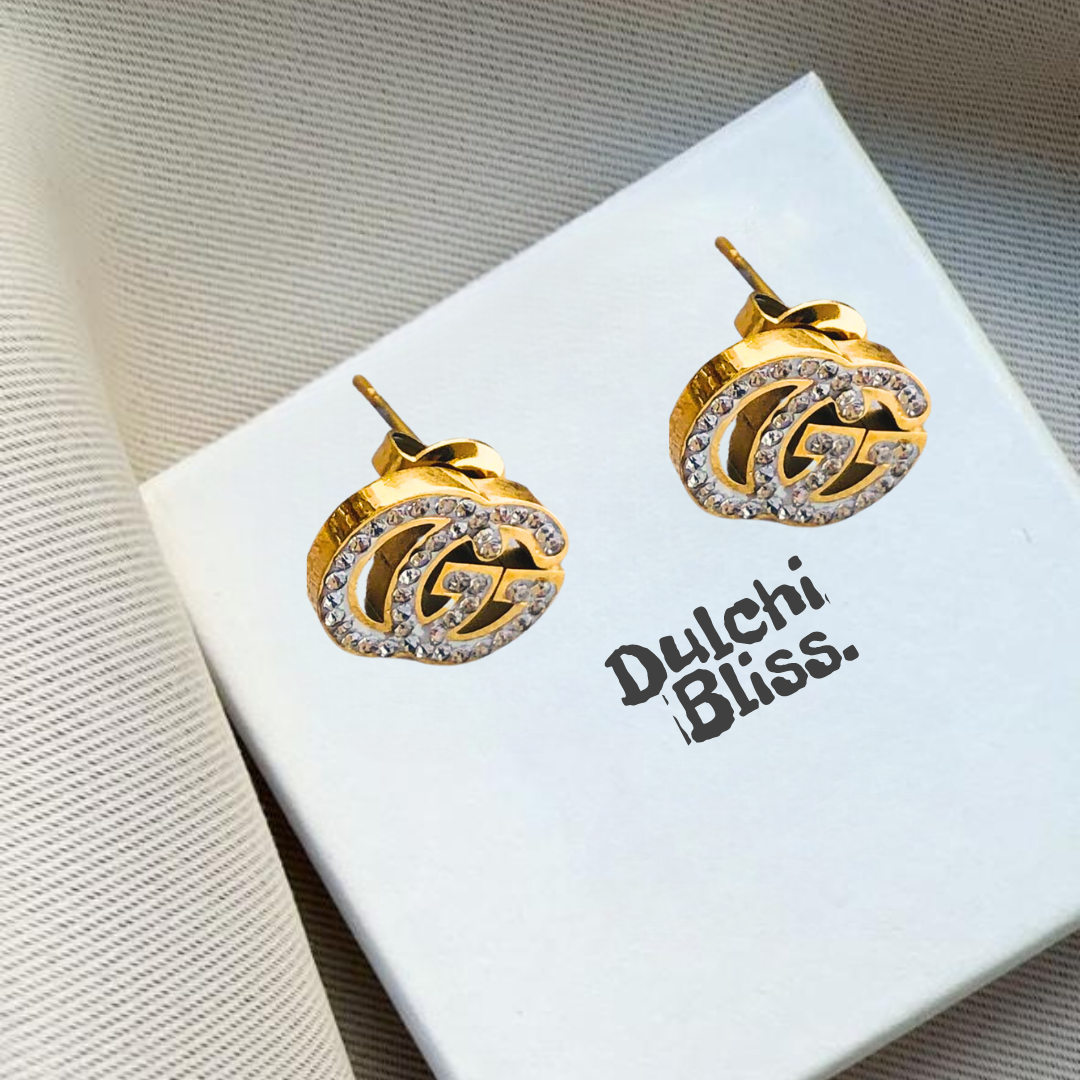 Gucci Crystal Double G Stud Eaarings