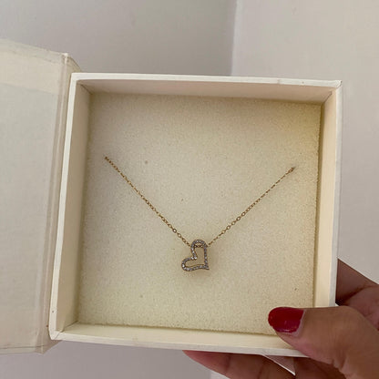  Open heart stone necklace in a DulchiBliss kraft gift box with striped label