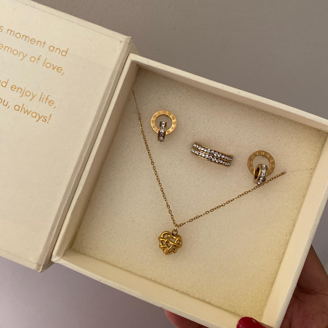  Sculpted heart pendant necklace in a DulchiBliss kraft gift box with thank-you card